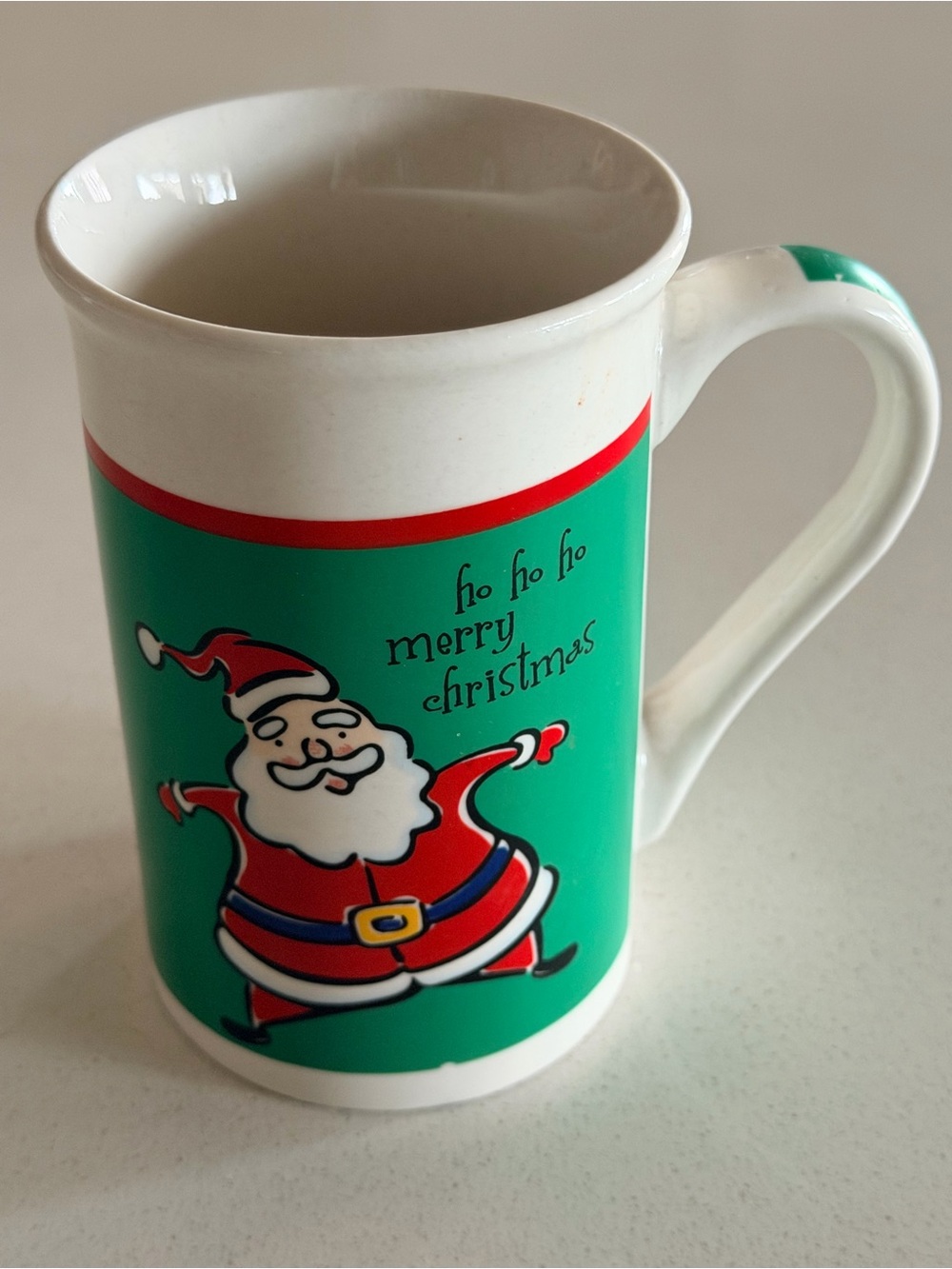 Vintage Norfolk Festive Green Santa 'Merry Christmas' Ceramic Mug